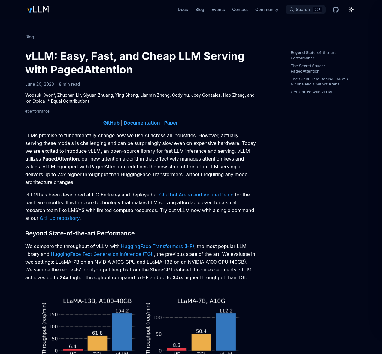 vLLM launch post citing Chatbot Arena