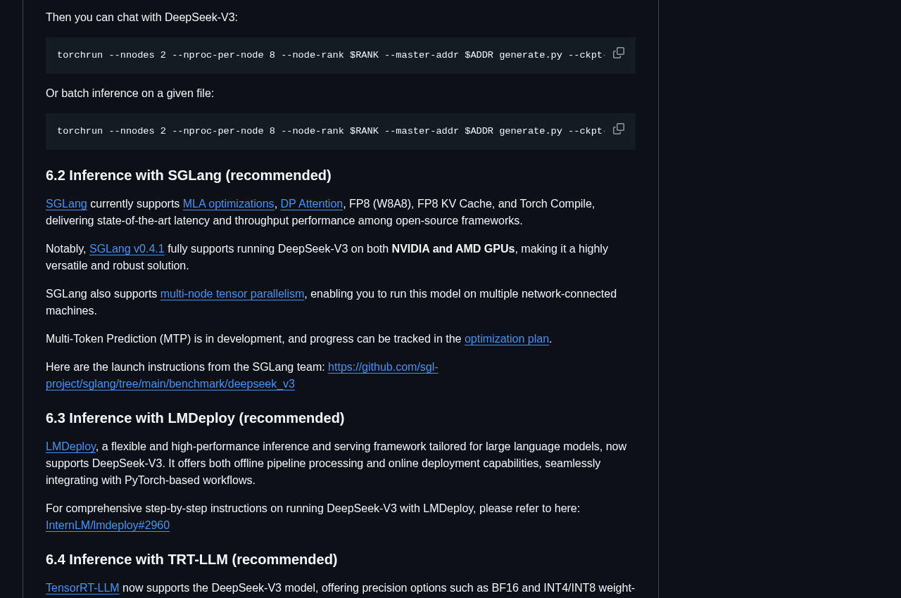 DeepSeek repo recommending SGLang