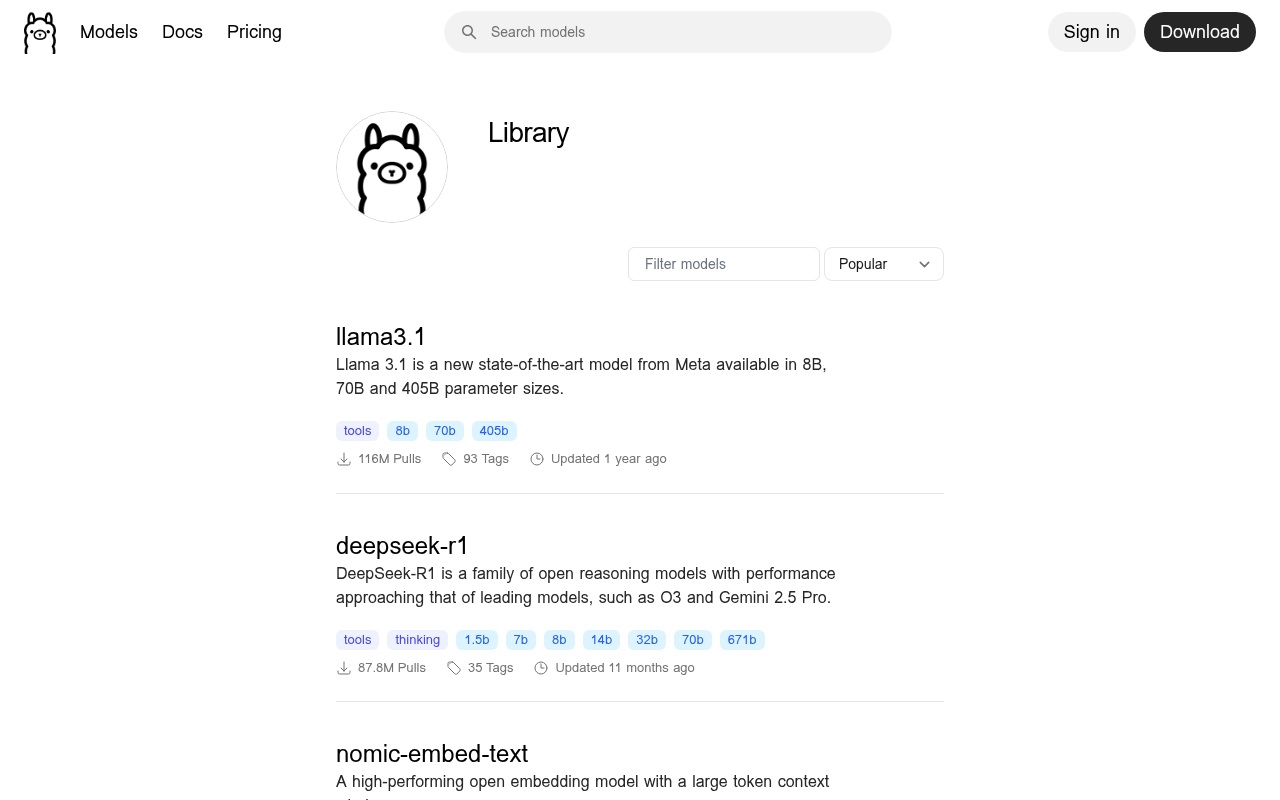 Ollama model library